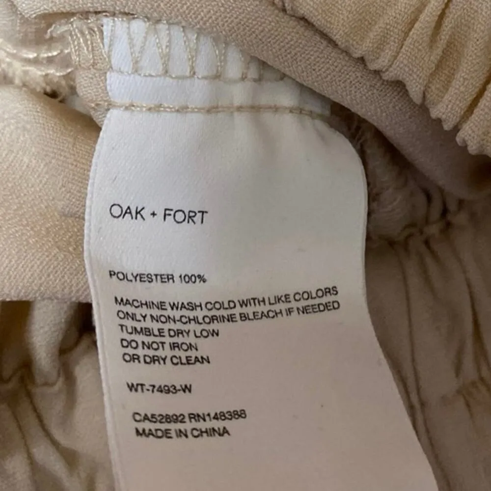 Oak + Fort Beige Tan Long Balloon Sleeveless Boat Neck Crop Blouse Top Size M Size M - Image 4