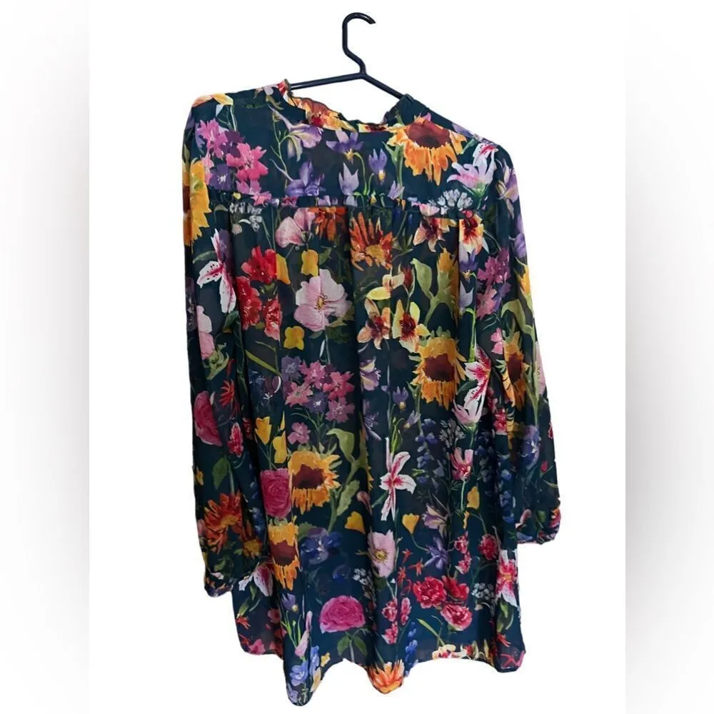 EShakti floral button front tunic women’s size Large-14 - Image 6