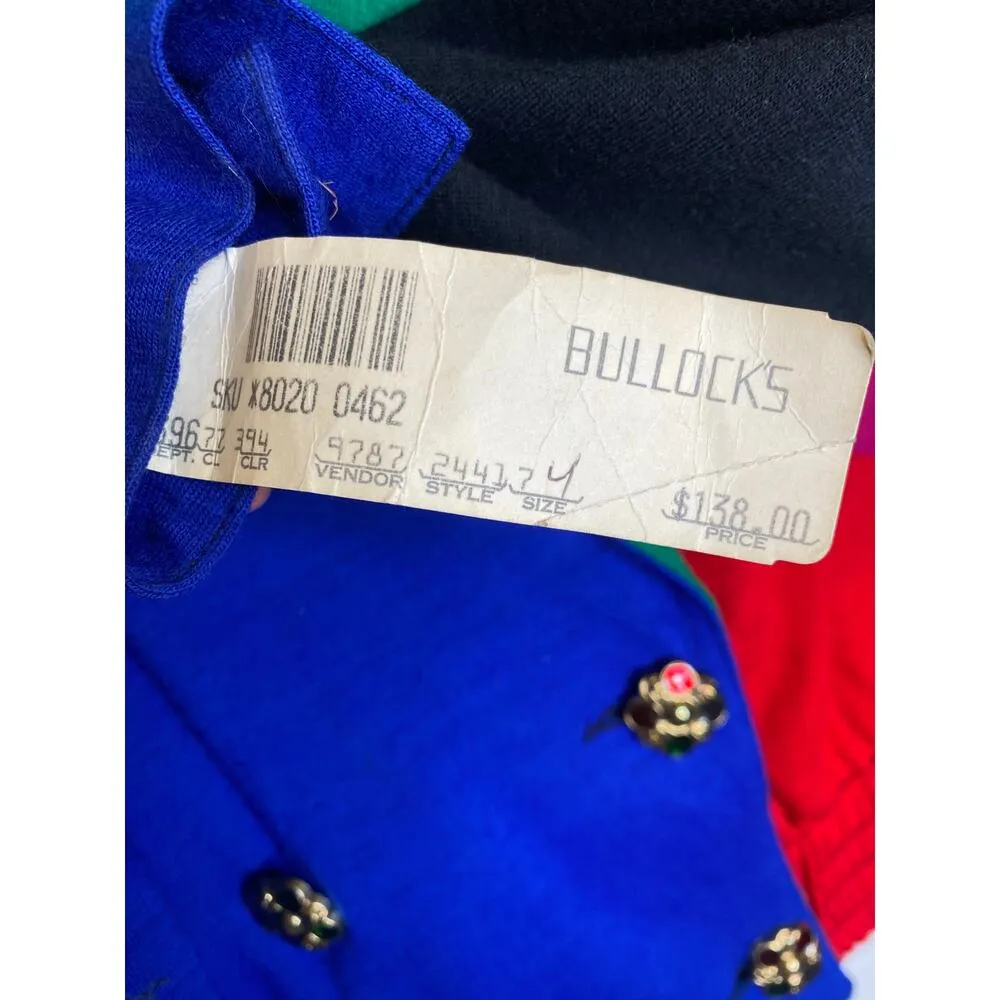 Carole Little Colorblock Lightweight Merino Wool Blazer Jeweled Buttons NWT Sz 4 - Image 7