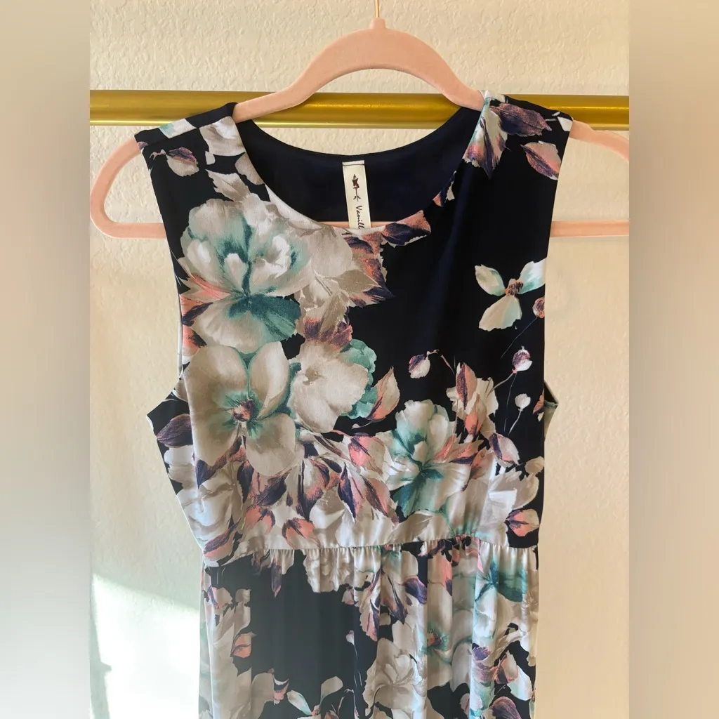 Vanilla bay Women’s floral sleeveless maxi dress large - Image 2