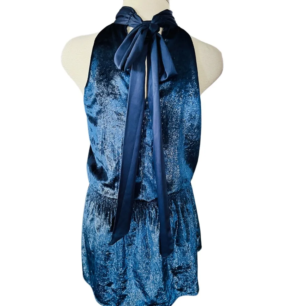 Ramy Brook Lori Metallic Velvet Blouson Mini Dress Size Small - Image 2