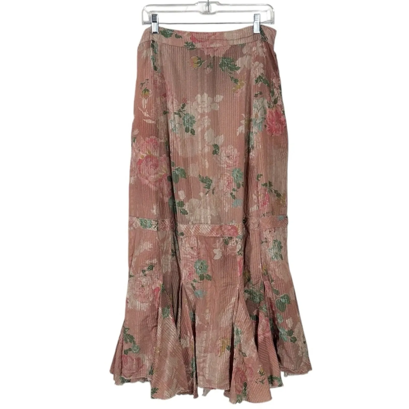 Free People Ethereal Dainty Cottage Bordeaux Floral Maxi Skirt Size Large - Image 8