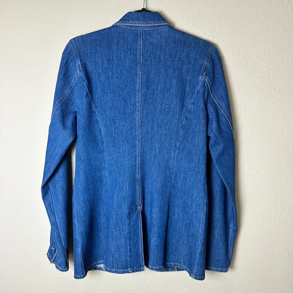 LEVEL 99 Coco Denim Stretch Blazer Jean Jacket Size Small Blue - Image 7