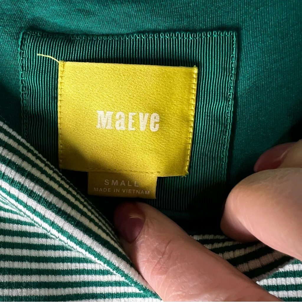 Maeve Anthropologie Cameron Green/White Striped Bodice Asymmetrical Dress - Image 6