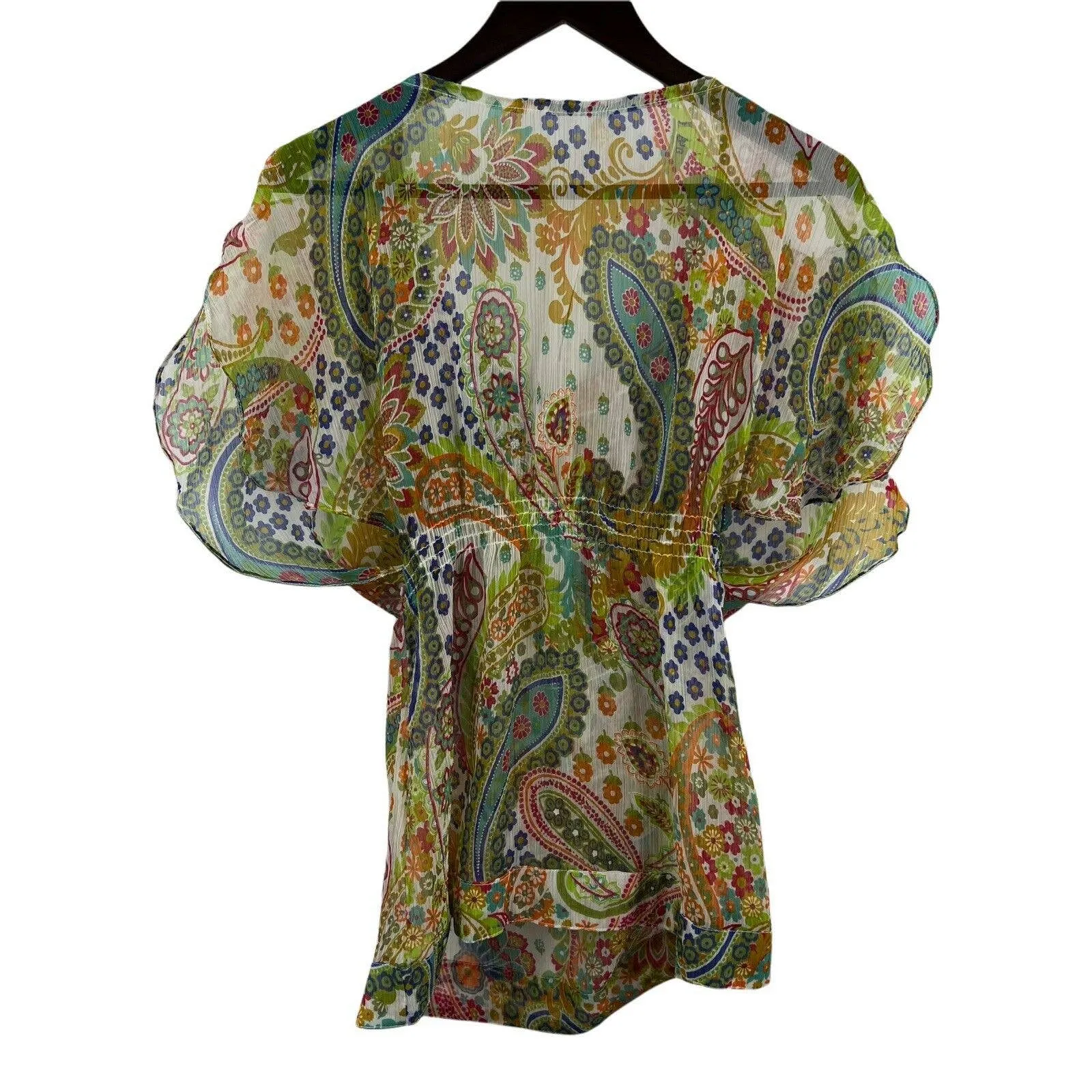 Solitaire by‎ Ravi Khosla Sheer Paisley Scoop Neck Size Small New - Image 4