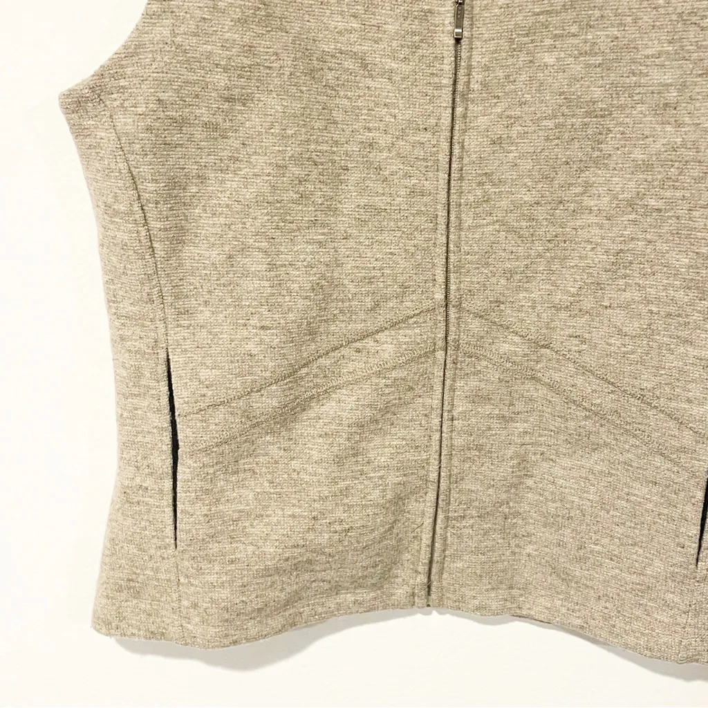Ibex Carrie Vest Oatmeal Heather Merino‎ Wool Full Zip Vest Size XS Tan - Image 2