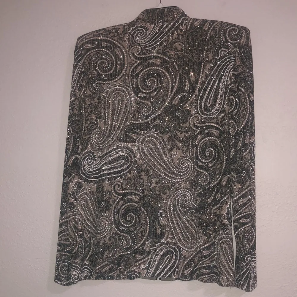 ALEX EVENINGS Women’s Glitter Stretch Zip Front Evening Blazer Jacket Size M - Image 2