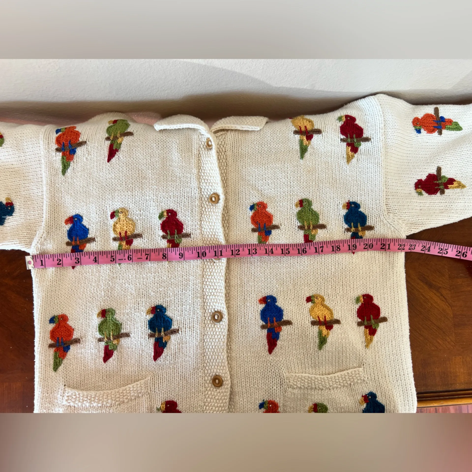 Cotton Salsa Cotton VTG Unisex Embroidered Parrot Knit Cardigan Sweater Size XL - Image 10