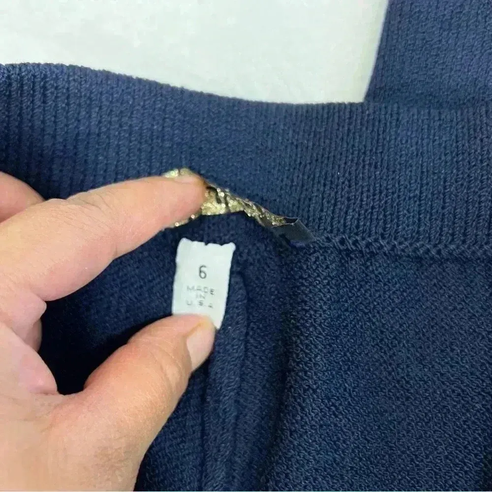 St. John Womens 6 navy Santana Knit Pockets Wide Leg Pant Trousers Pull … - Image 8