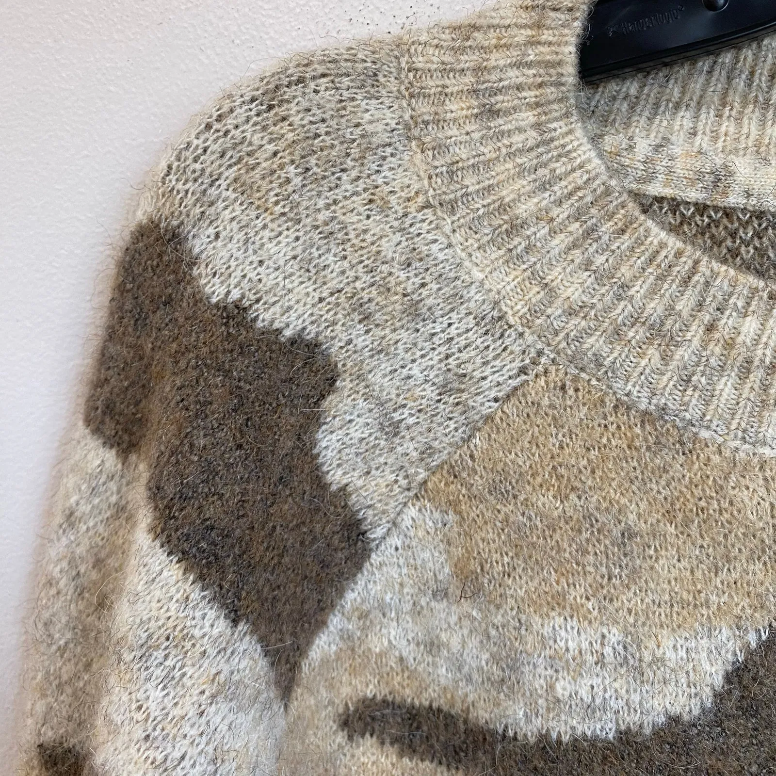 Anthropologie Moth Camo Knit Pullover Sweater Brown Tan S Soft Cozy Fall - Image 6