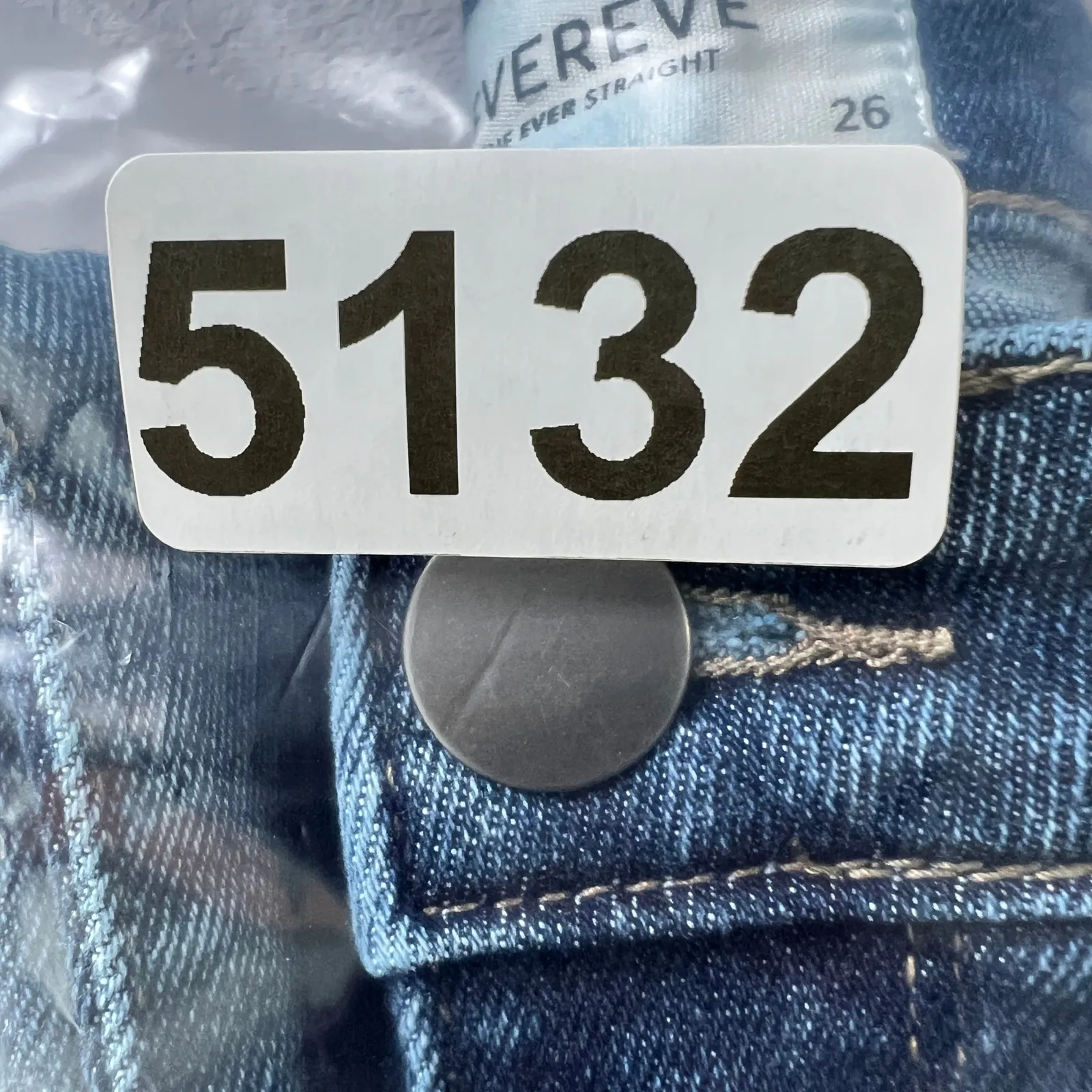 Evereve The Ever Straight Jeans High‎ Rise Raw Hem Dark Wash Denim Size 26 - Image 9