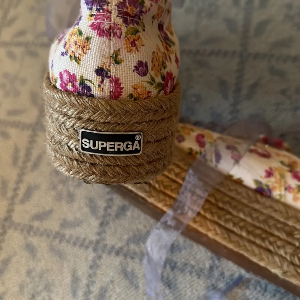 LoveShackFancy Superga canvas platform floral sneakers 39.5 9 euc extra laces - Image 8