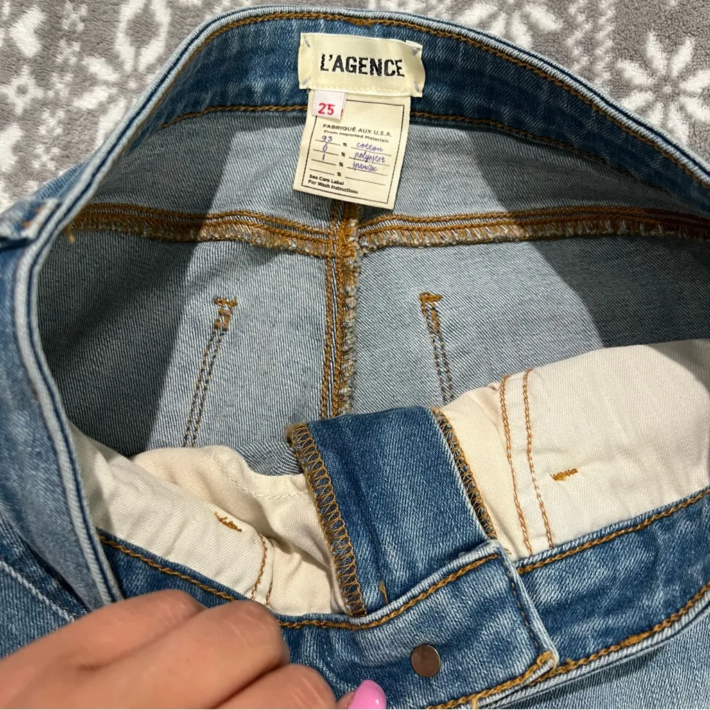 New L'agence Margot Skinny Light‎ Wash Ripped Knee Size 25 - Image 3