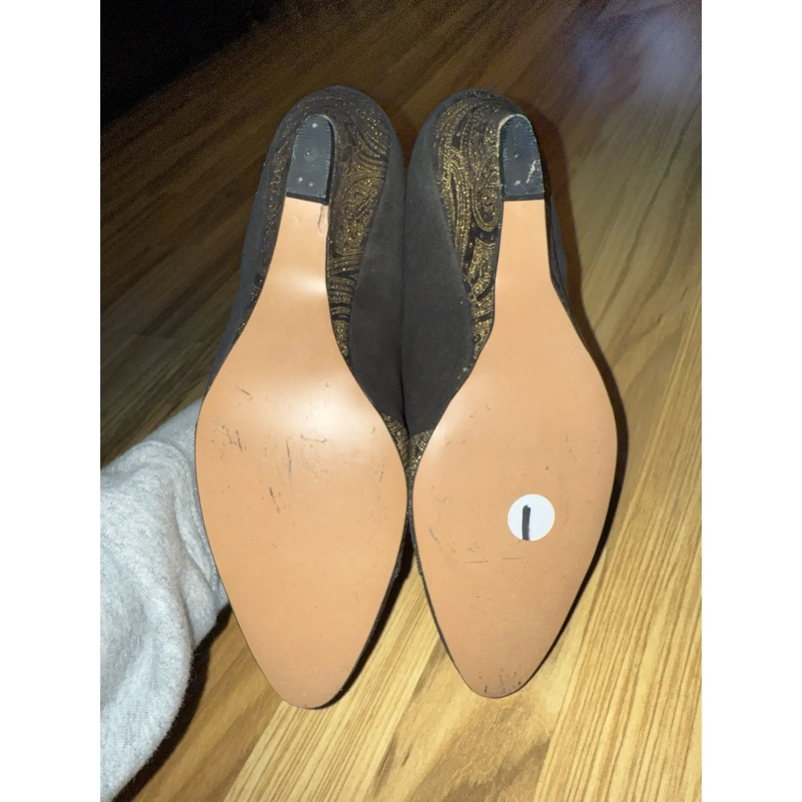 VTG California Magdesians‎ Black Gold Oxford Wedges Shoes SZ 10.5 M USA EUC - Image 6