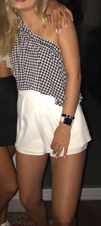 BP One shoulder gingham top - Image 3