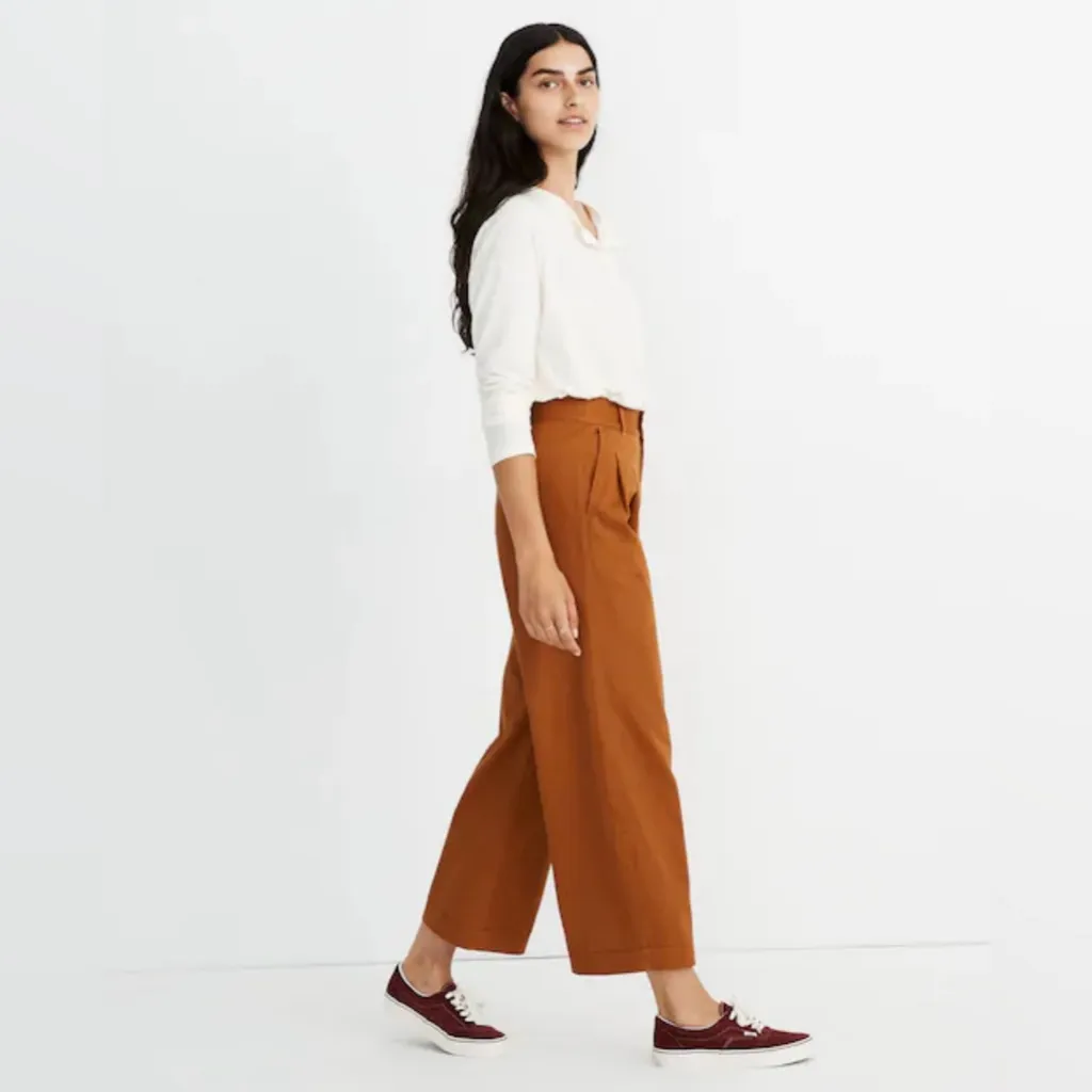 Madewell Double Front Pleated Wide-Leg Crop Pants in Burnt Sienna Size 2‎ - Image 4