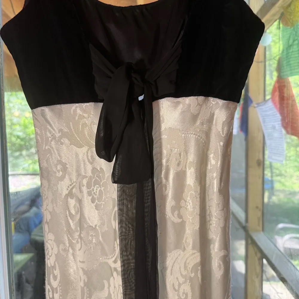 Vintage Steppin’ Out Formal Empire Velvet & Brocade black & white Dress Sz 11/12 - Image 7