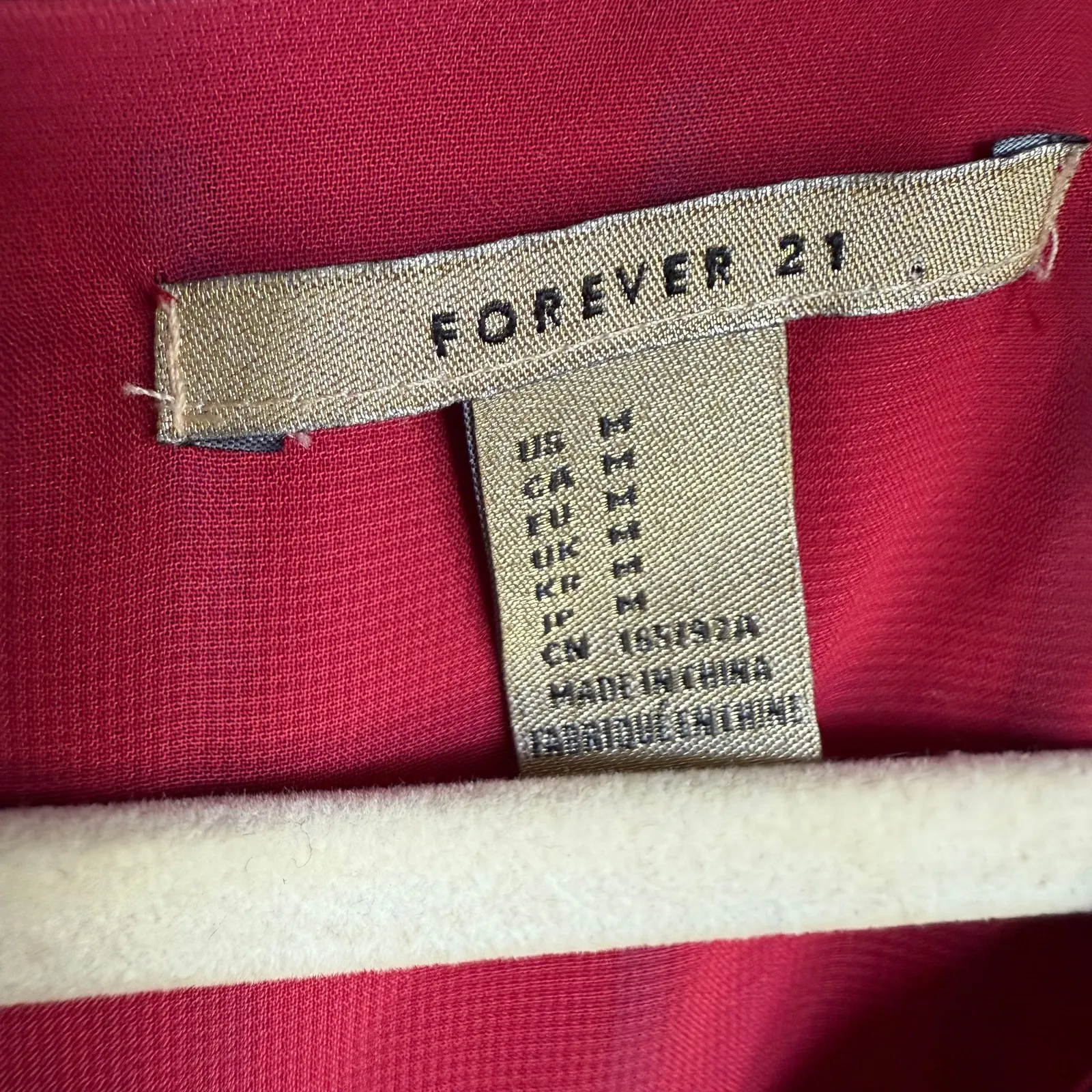 Forever 21 Vintage‎ Look Burgundy Blue Striped Ruffle Dress Size M - Image 8