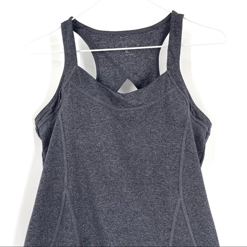 Athleta Gray Racerback Cross Strap Built In Bra Tank Top - Image 4