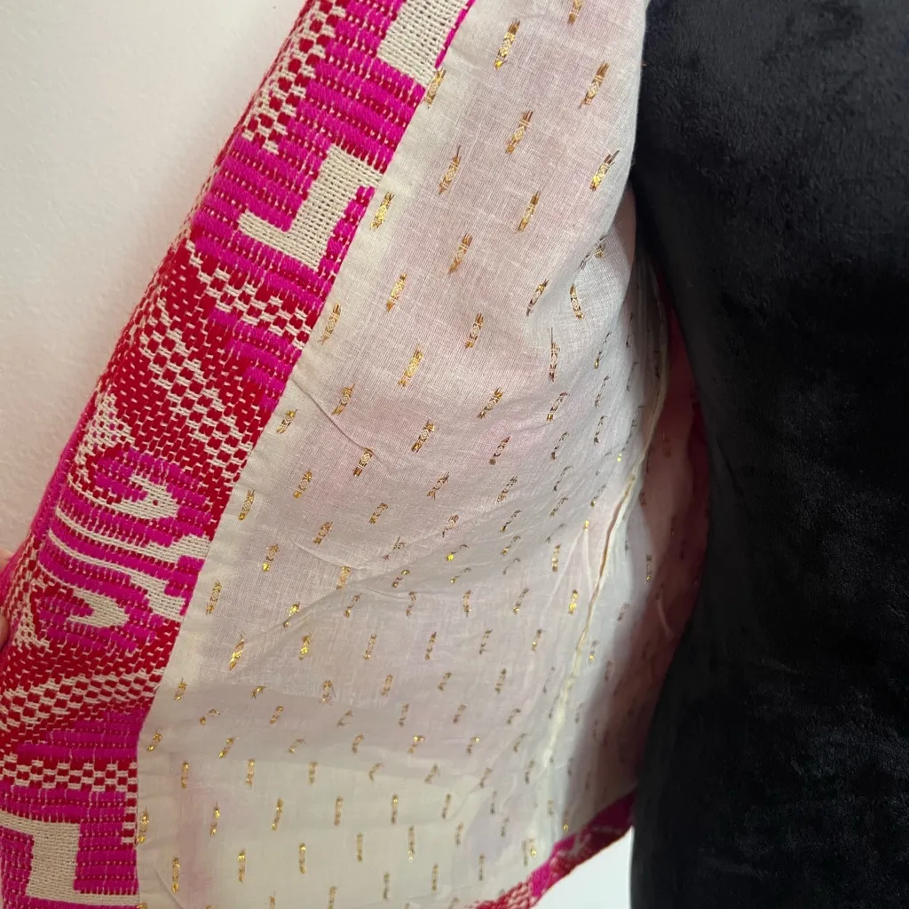 Chloe Oliver Pink & Red Woven Jacket - Image 3