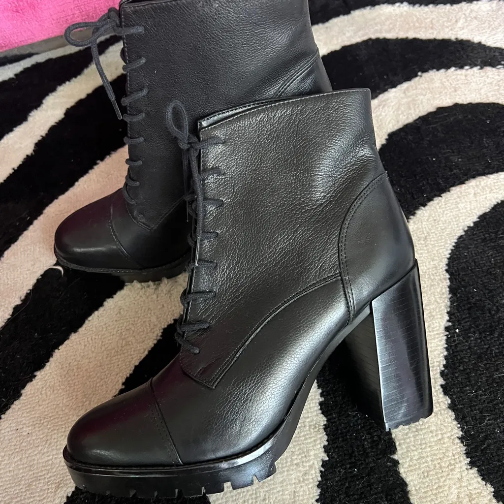 REVOLVE RAYE Othello Black Lace-Up Ankle Boots - Image 7