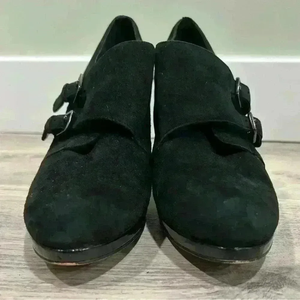 Anne Klein AK Winka Black Suede Leather High Heels Slip On Dress Shoes Size 9.5 - Image 2