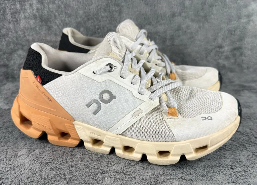 Women’s 7 On Running Cloudflyer 4.0 White Copper Black Athletic Workout Shoes - Image 1