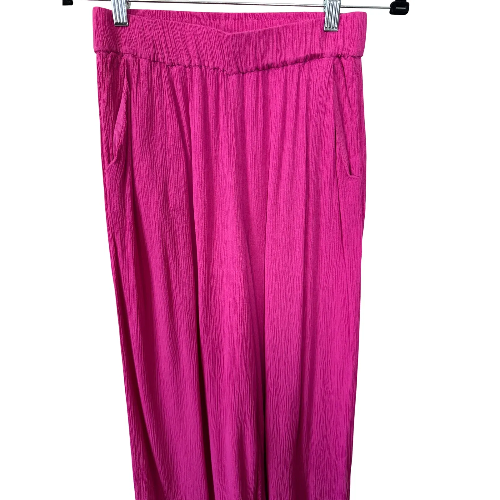 Boden Wide Leg Gauze Pants Fuchsia Pink Elastic Waist Size 4 - Image 6