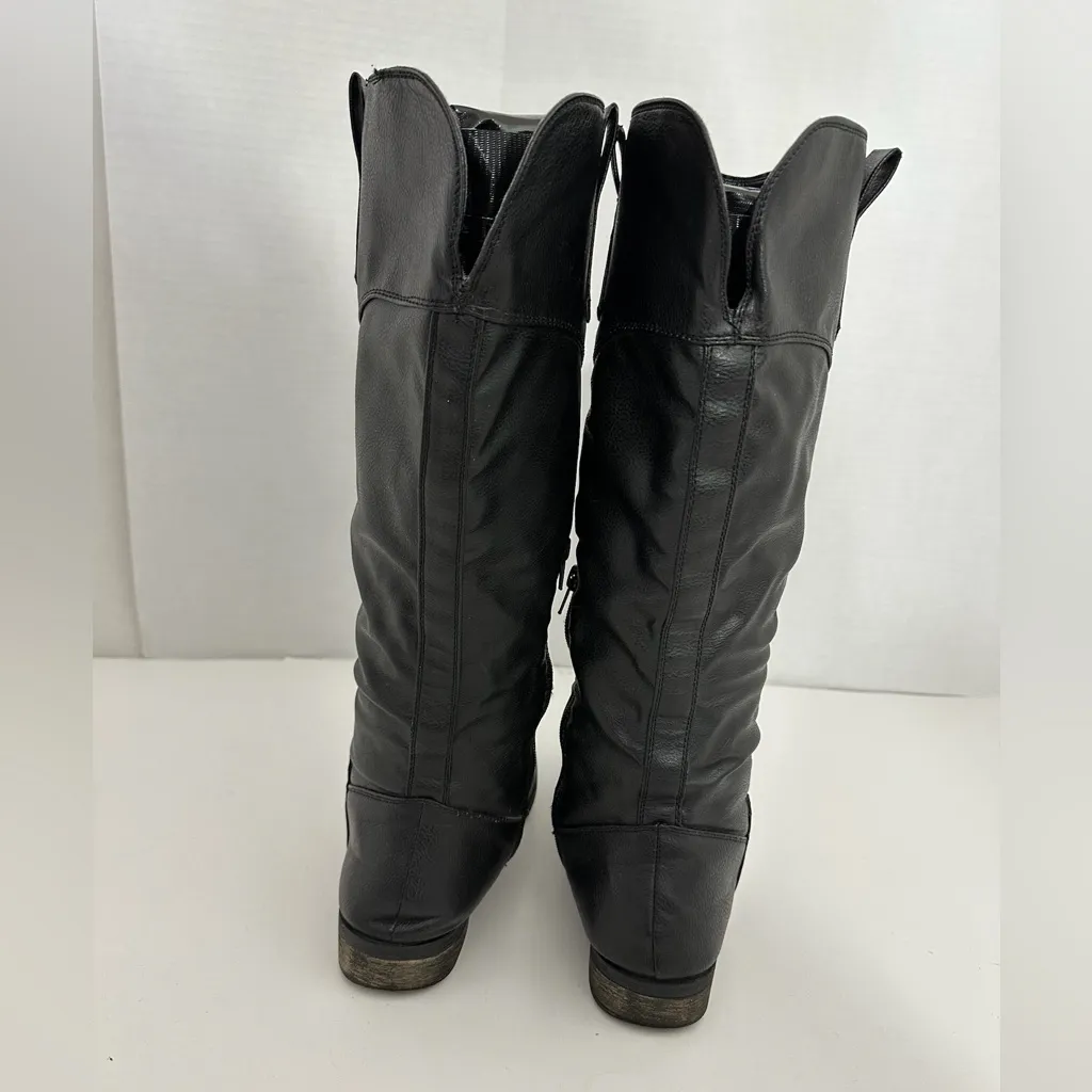 Rampage Riley Black Knee High Boots Size 8M Y2K Faux Leather Riding Style - Image 8