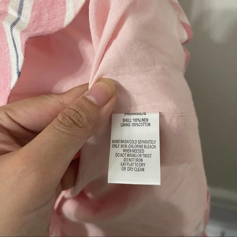 Parker bow linen dany striped fit n flare dress size‎ 6 - Image 8