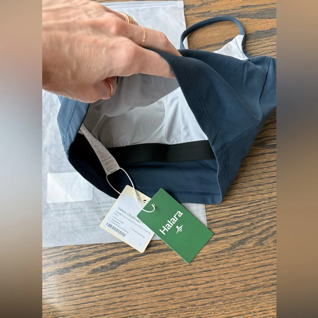 Halara UltraSculpt Cropped Yoga Tank Top Carbon Blue XS NWT - Image 7