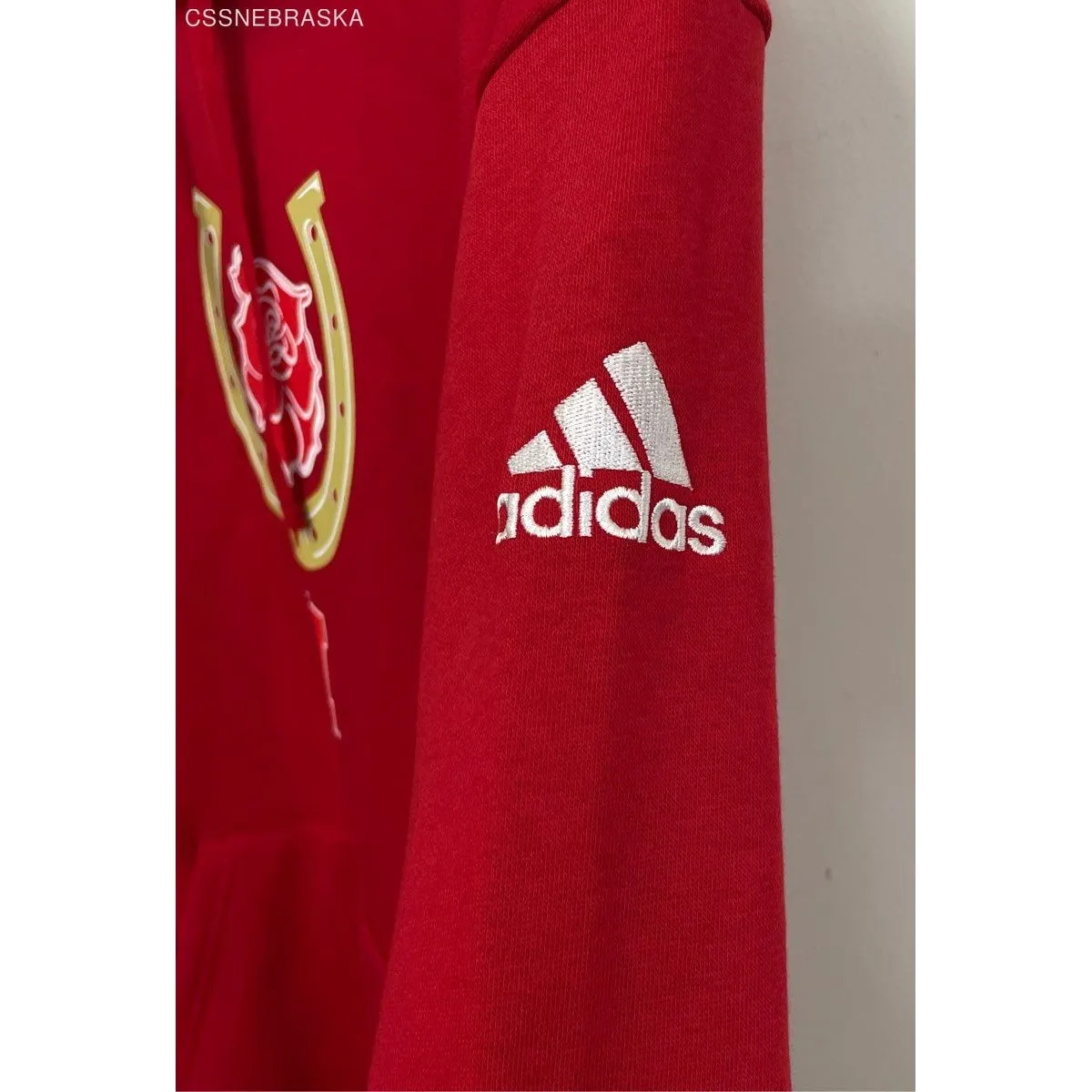 Adidas Red Nebraska Huskers Horseshoe/Rose Hoodie‎ - Size L - Image 4