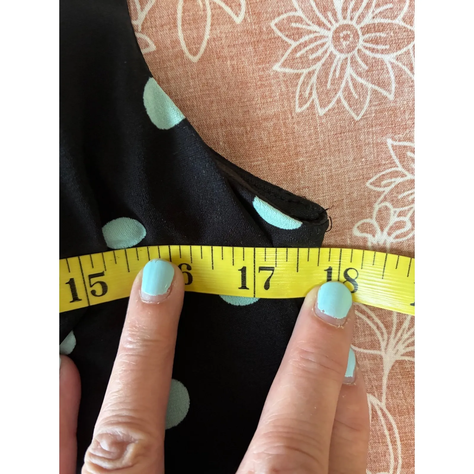 Macy's Connected Apparel Black with Turquios Polka Dot Dress Size 10 - Image 5