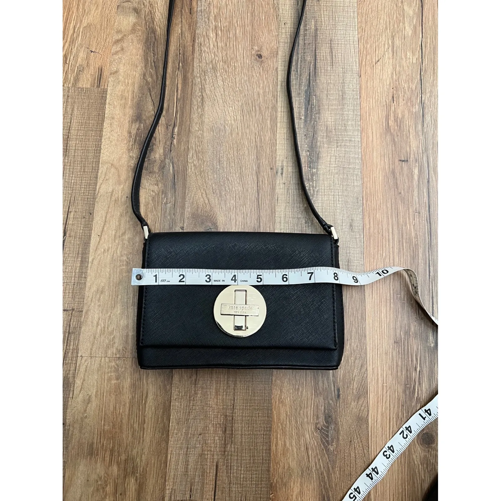 Kate Spade Black‎ Crossbody Bag – 100% Leather, Striped Lining - Image 6