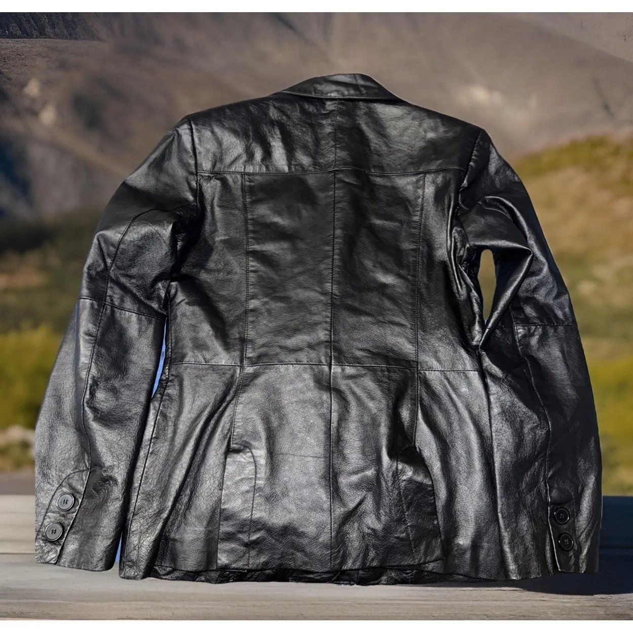 VTG‎ 90S Newport News Genuine Leather Pockets Blazer Jacket Black  Retro Size 4 - Image 3