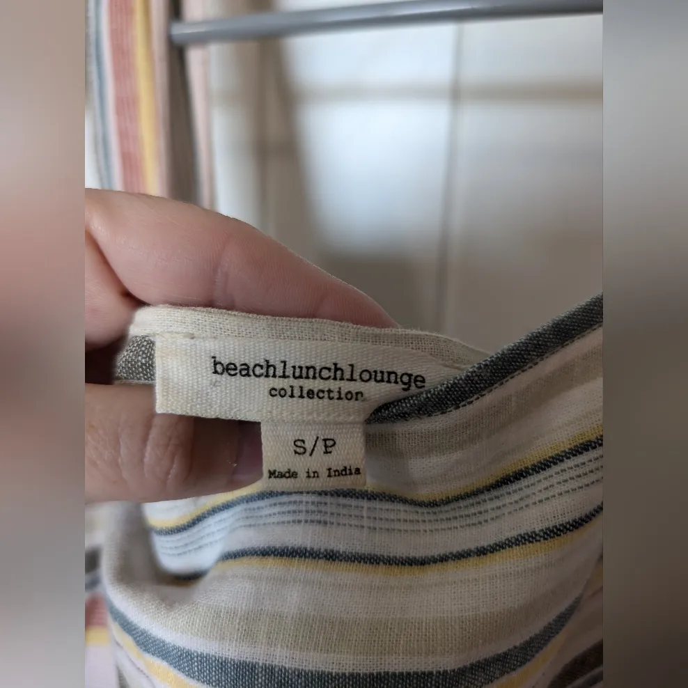 BEACHLUNCHLOUNGE Striped Linen Blend Romper S/P - Image 3