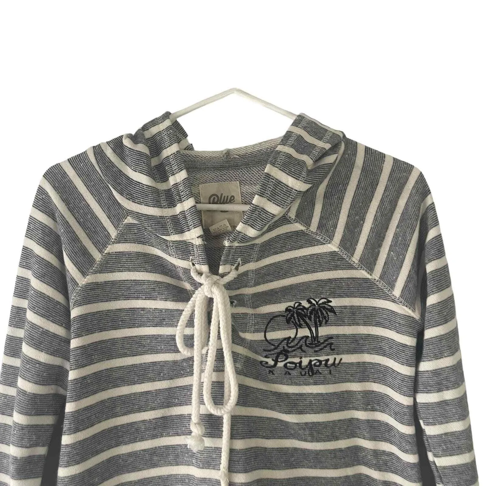 Blue 84 Women's Size Small Nautical Blue Striped Hooded Pull Over Sweater‎ - Image 2