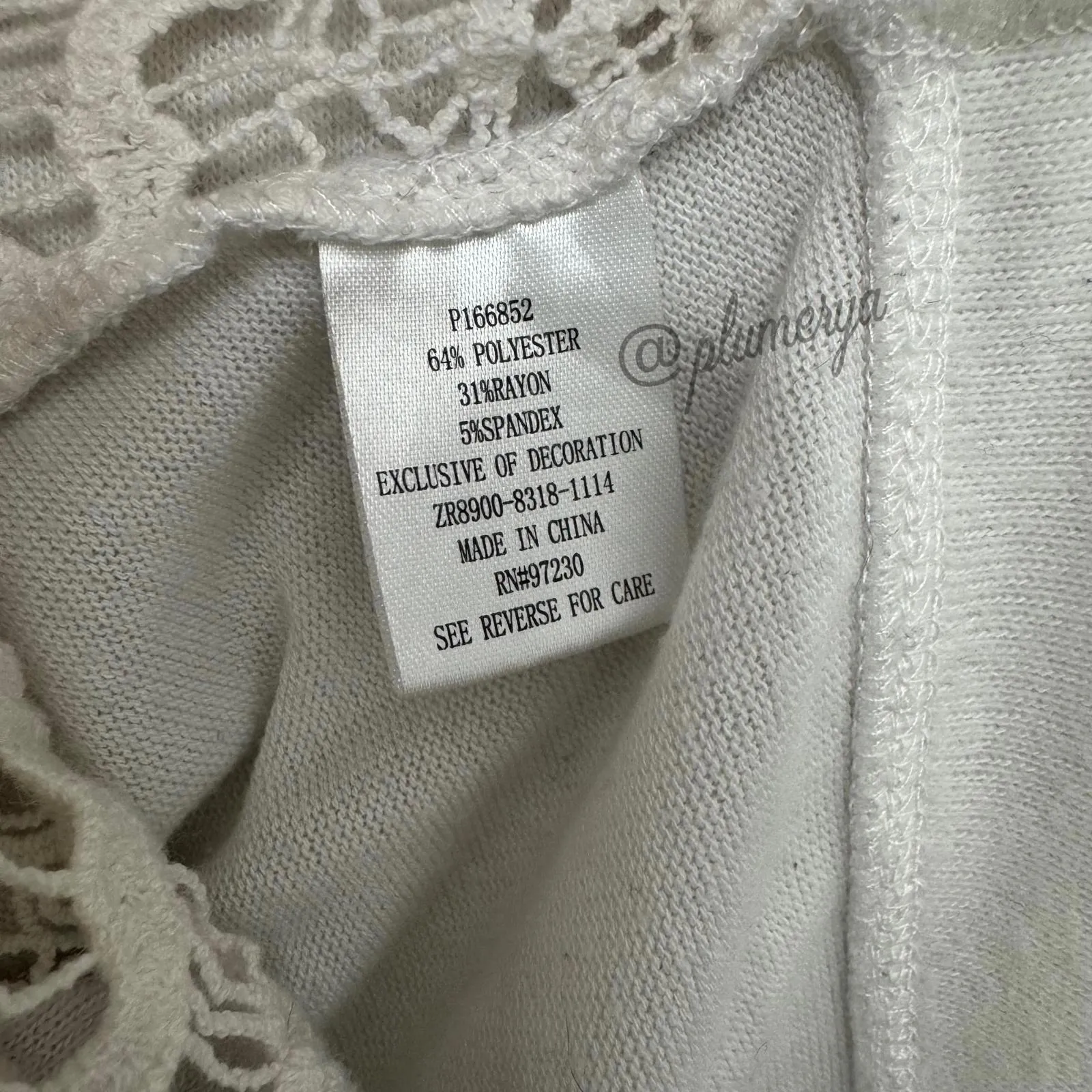 Almost Famous White Sweater with Lace Detail Size L - Image 6