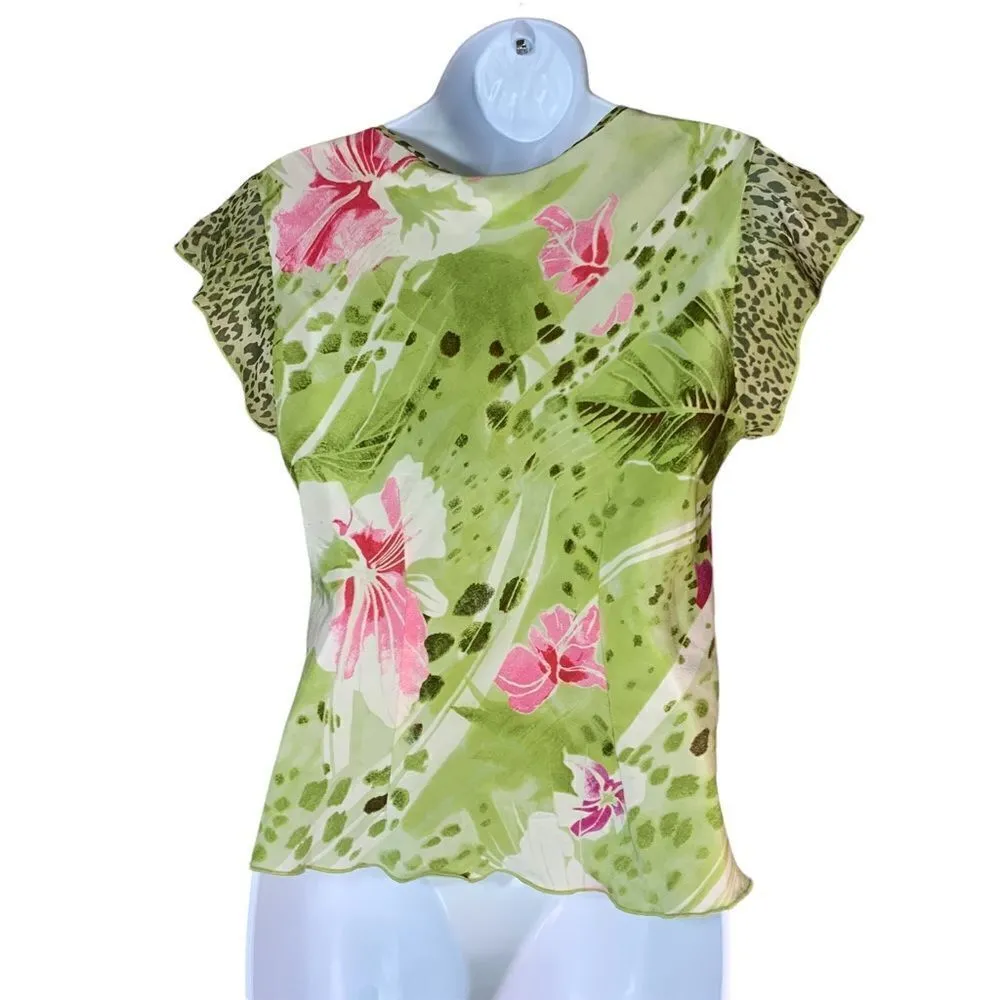 Nancy Bole City Girl 100% silk top‎ Green - Image 5