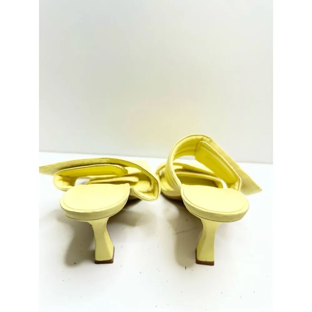 Abound Shoes Womens Size 7.5 Qarly Heeled Yellow‎ Square Toe Slip On Sandals - Image 6
