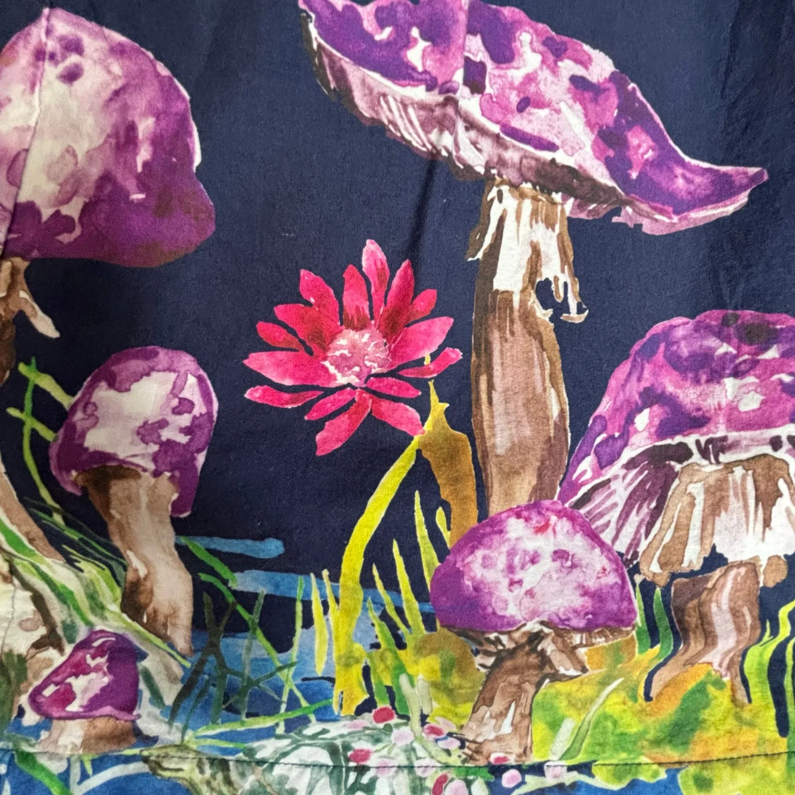 ModCloth Skirt Frogs Mushrooms Dragonflies  Animal Print A-line Size Small Navy - Image 11