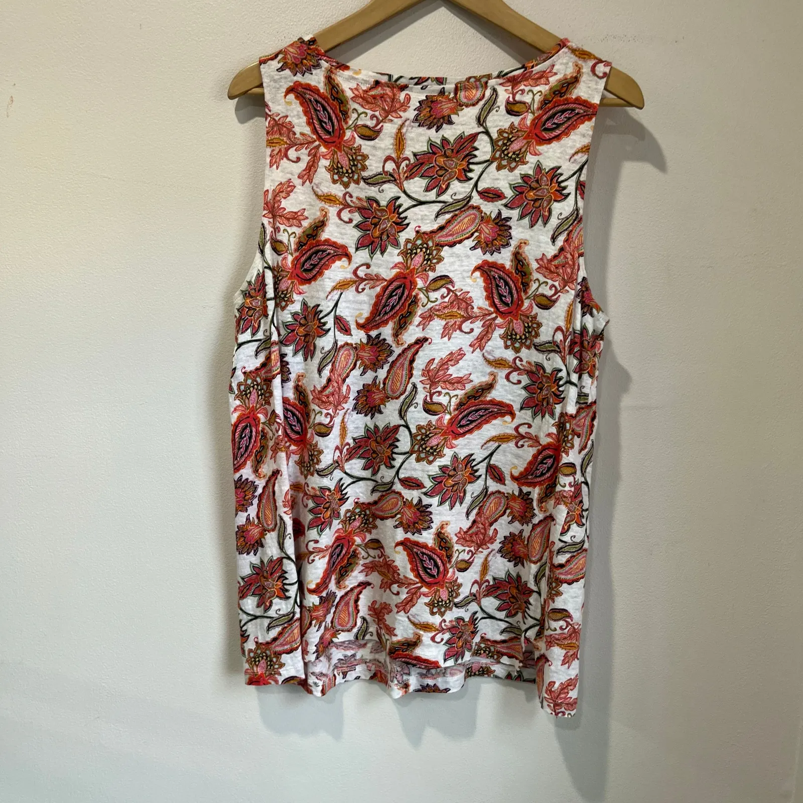 J. Jill Love Linen Sleeveless Tank Top 100% Linen Relaxed Fit Summer Sz L White Size L - Image 2