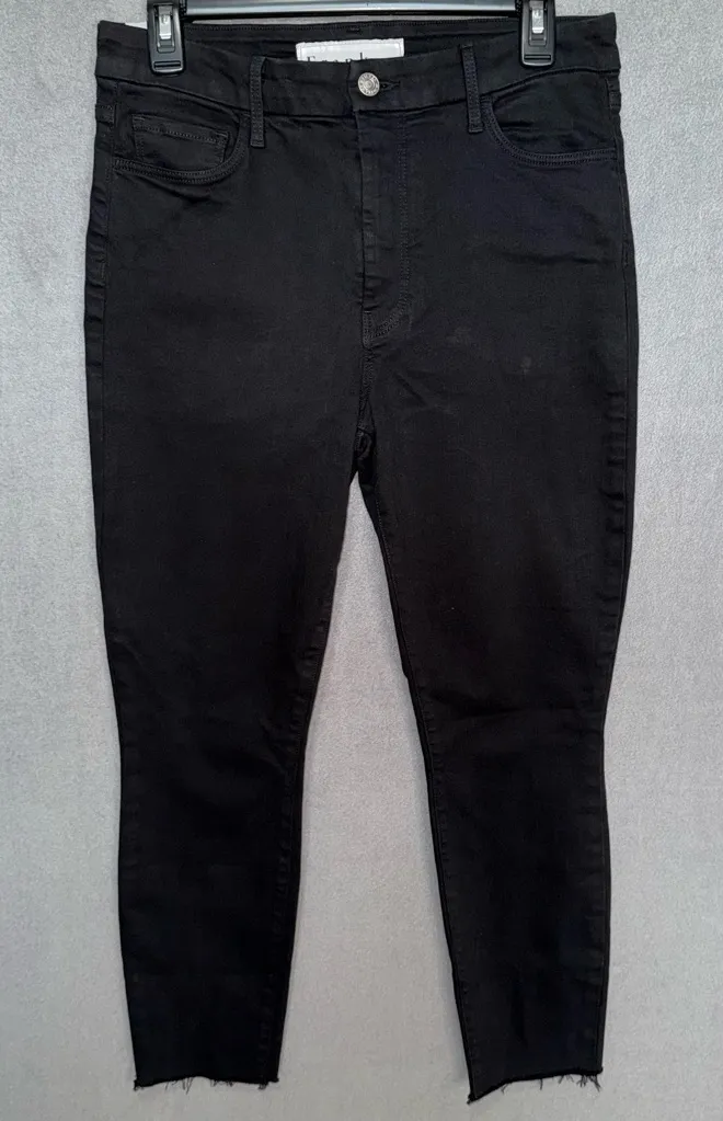 Frank & Eileen Sligo Italian Power Denim Black Jeans raw hem size 30 women’s 10 - Image 1