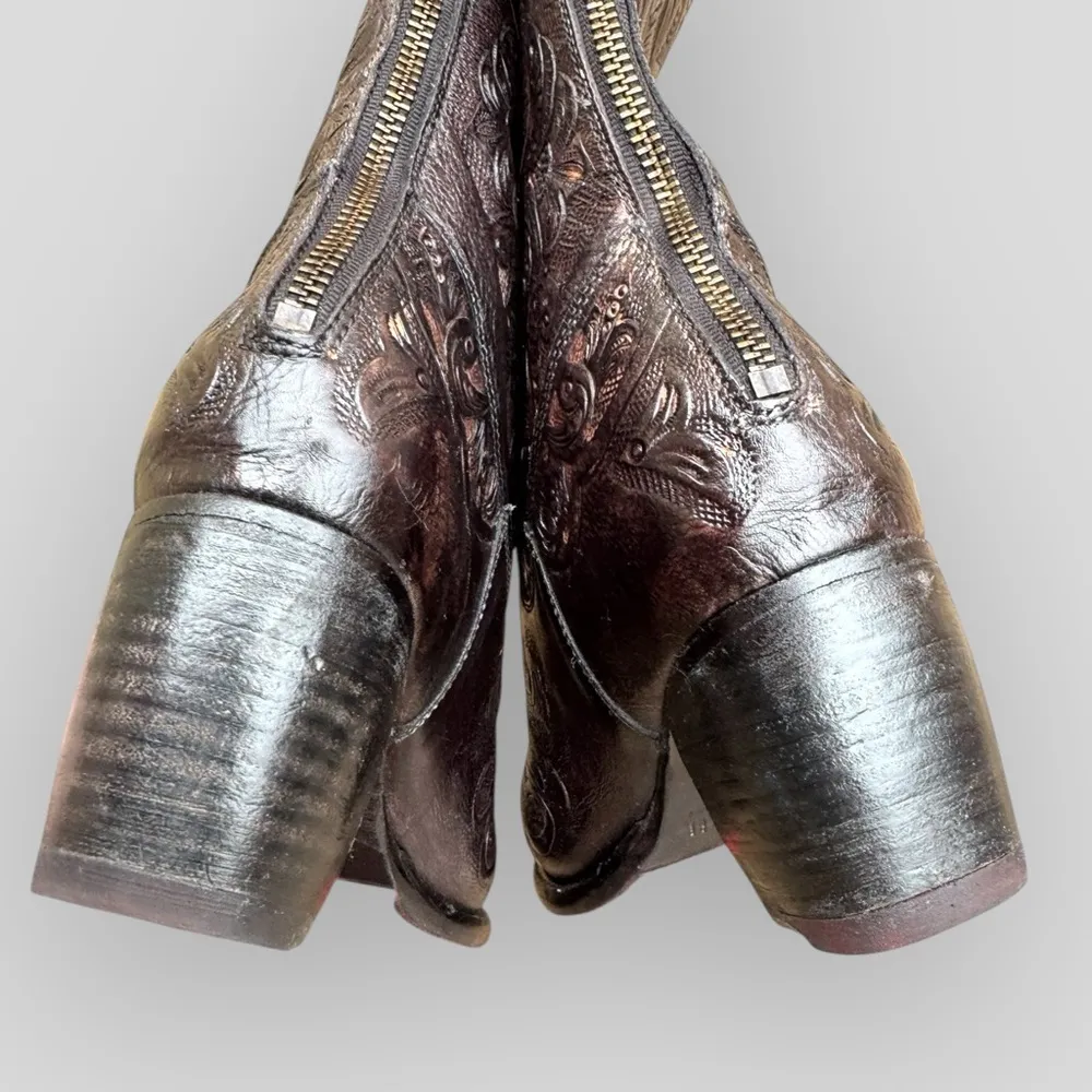 Anna Sui x Bed Stu Lucianna Tooled Embossed Leather Boots Black Size 7.5 - Image 8