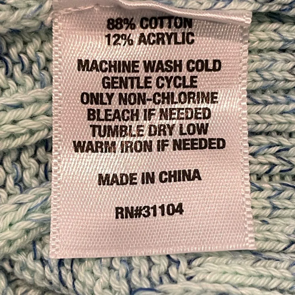 Kim Rogers Cable Knit Crew Neck Sweater Long Sleeve Green Heather Petite‎ Small - Image 6