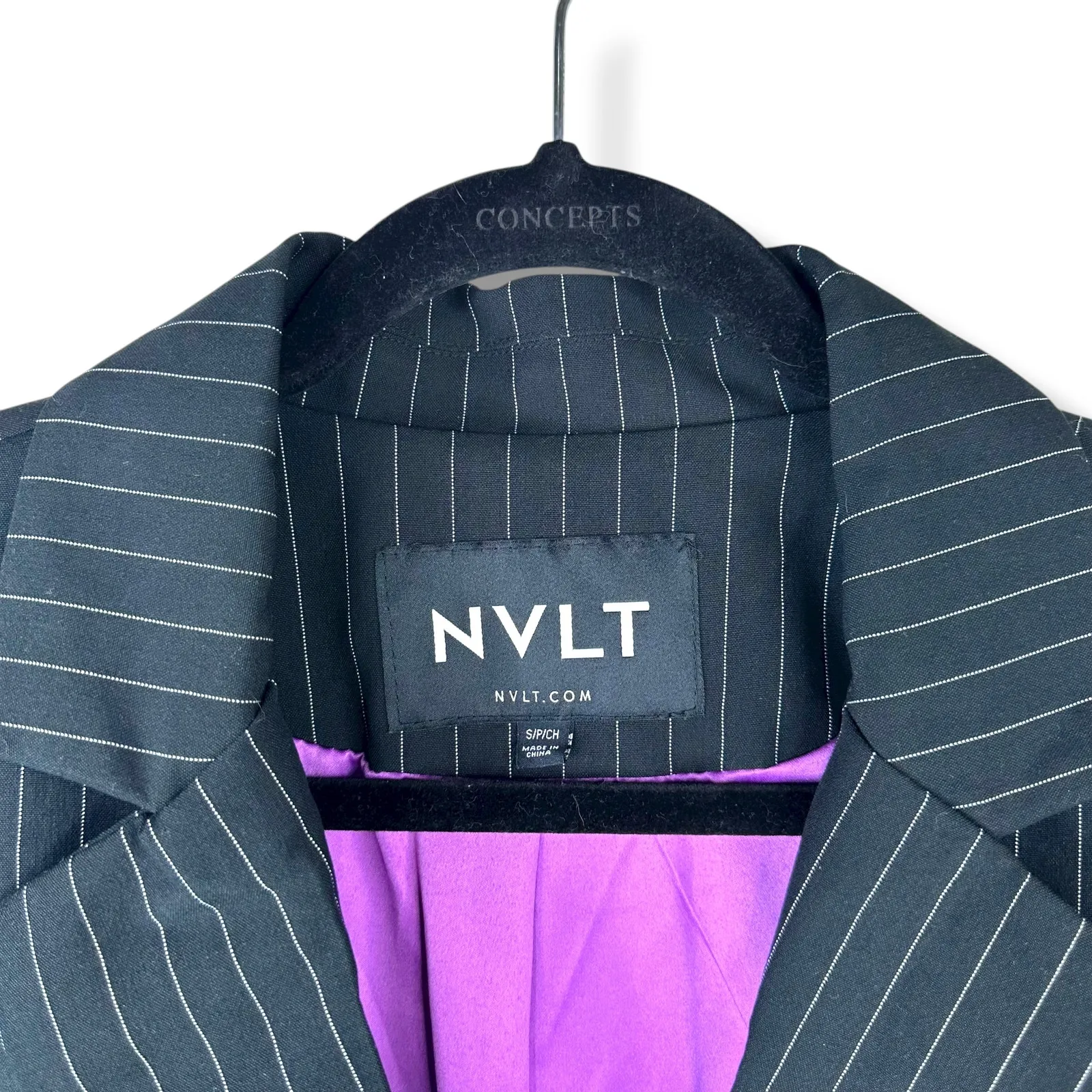 NVLT Black White Stripe NWT Notch Lapel Collar Button Boyfriend Blazer Small - Image 5