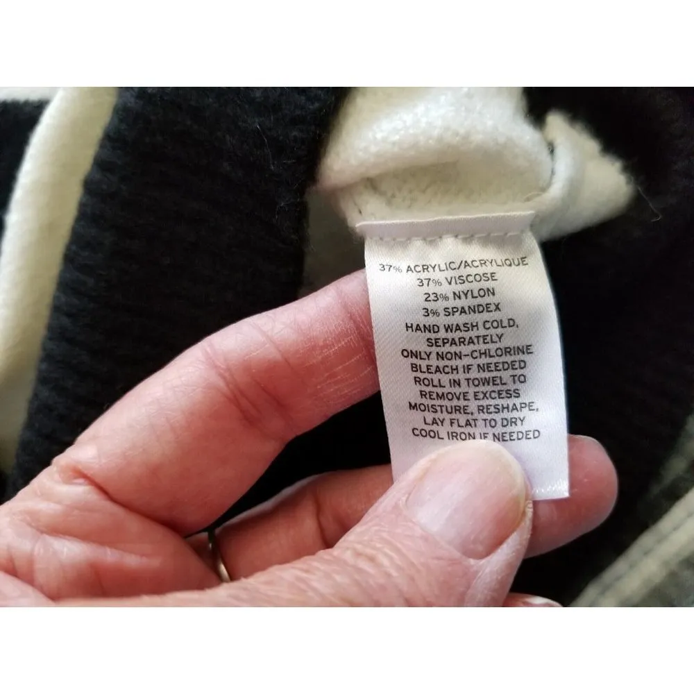 Halogen Women's Basic Crew Neck Long Sleeves Black Ivory Stripe Sweater Size M - Image 8