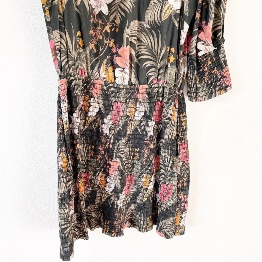 Rebecca Minkoff Floral Geneva Smocked Mini Dress in Green Multi - Image 4