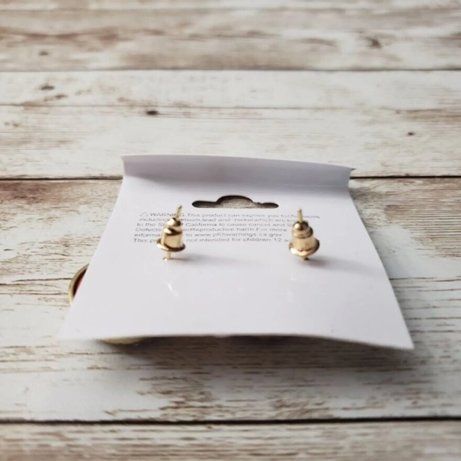 Chloe Accessory Stud Earrings Gold Tone, Orange, Clear Gem - Image 4