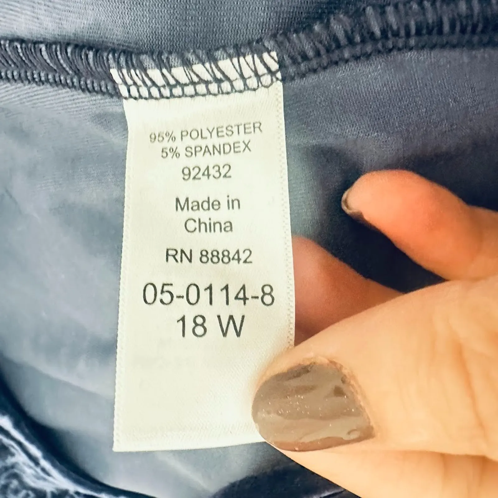 Woman Within Size 18W Blue Floral Velvet Velour Dress 3/4 Sleeve Stretch Pocket - Image 10